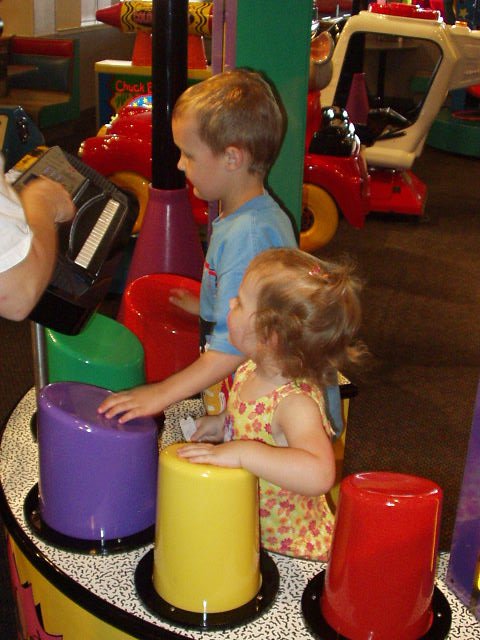 Elijah and Abigail thought that you had to put a ticket in the games!!